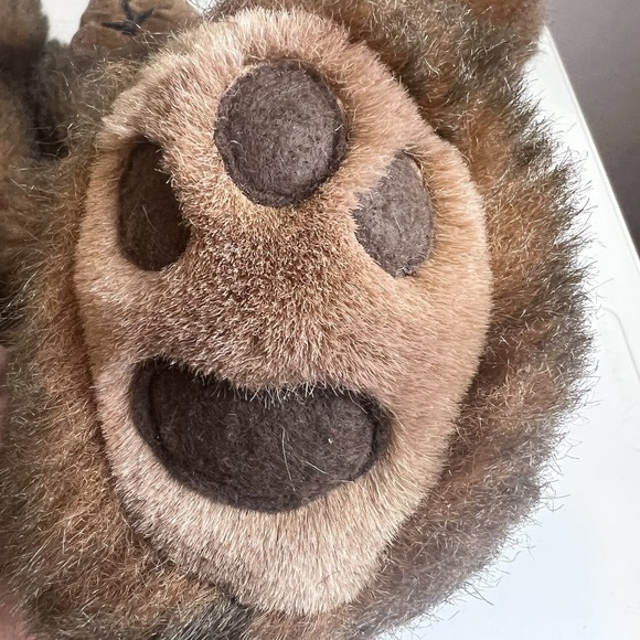 MJC International Teddy Bear Plush 18" Floppy Lays Flat Brown Sewn Paws Vtg 1988 - Picture 5 of 7